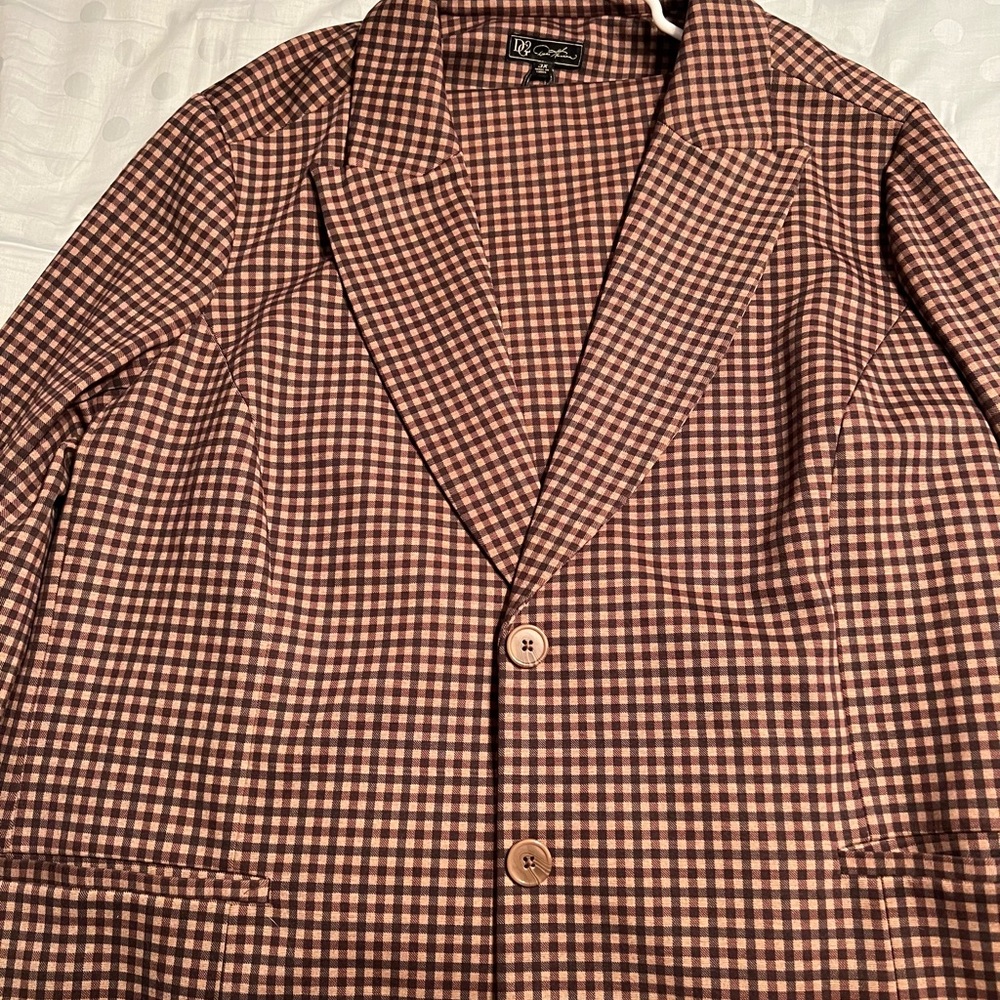 Diane Gilman Brown and Cream Gingham blazer and pants
